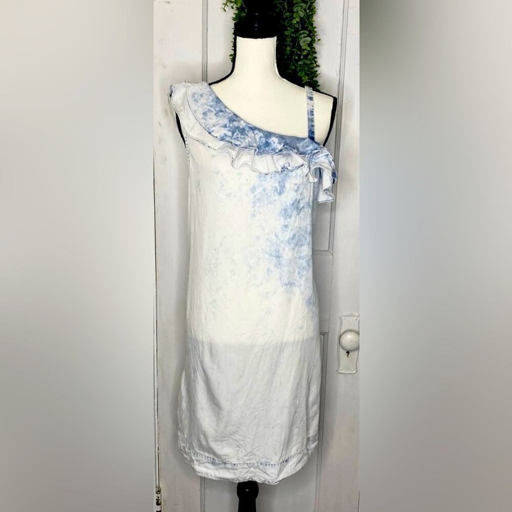 HOLDING HORSES / ANTHROPOLOGIE ~ Acid Wash Chambray Cold Shoulder Dress ~ Small